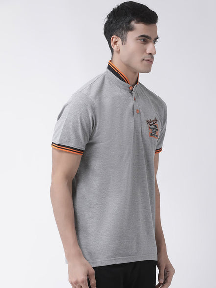 Grey Henley Neck T-shirt - clubyork