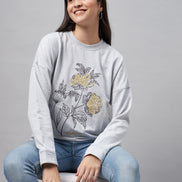Grey Melange Embroidery Sweatshirt - clubyork