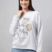 Grey Melange Embroidery Sweatshirt - clubyork