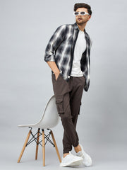 Grey Slim Fit Solid Cargo Pant