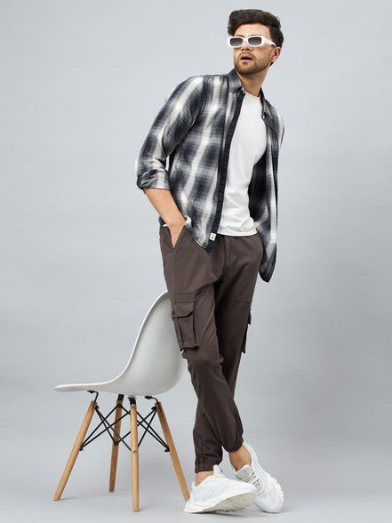 Grey Slim Fit Solid Cargo Pant - clubyork