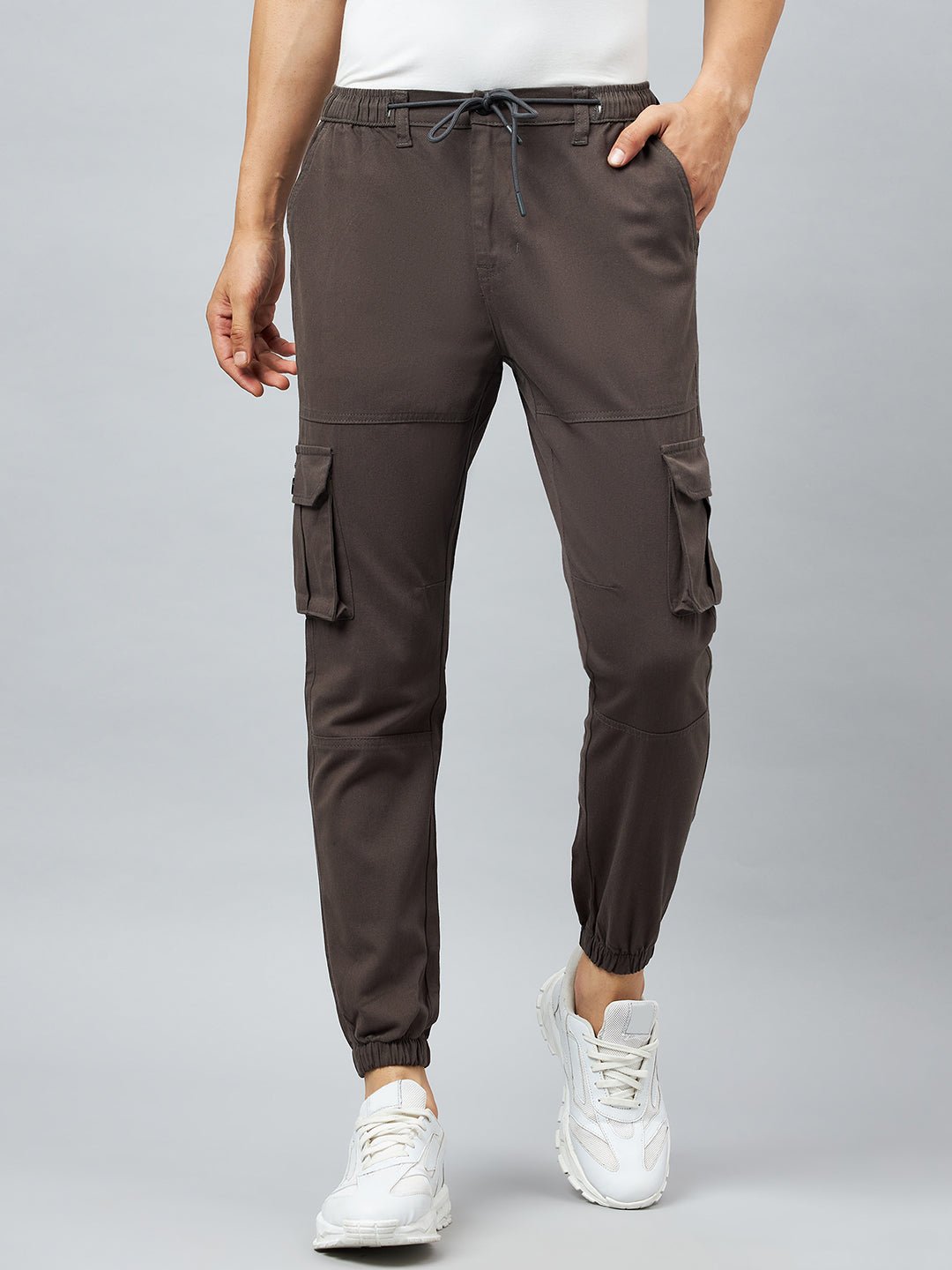 Grey Slim Fit Solid Cargo Pant - clubyork