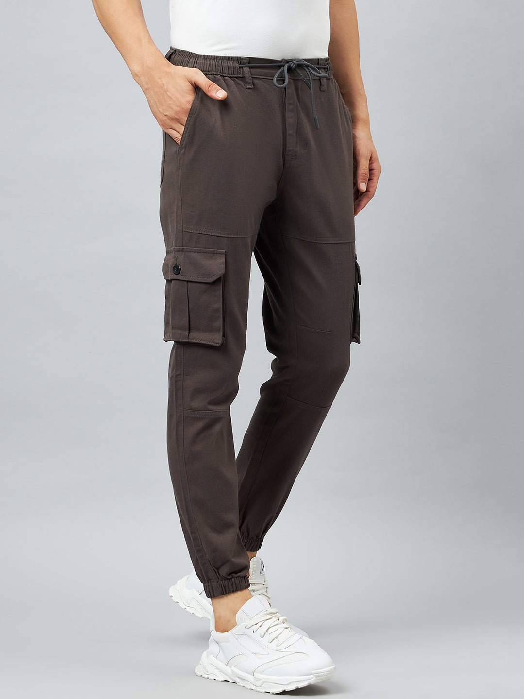 Grey Slim Fit Solid Cargo Pant - clubyork