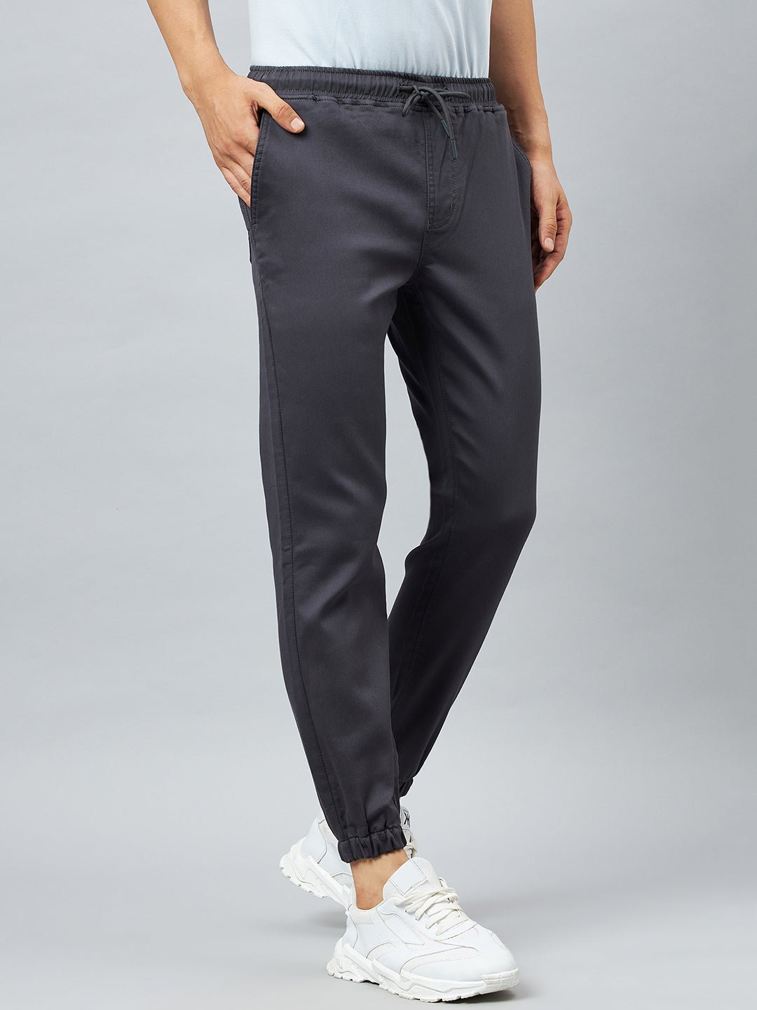Grey Slim Fit Solid Jogger - clubyork
