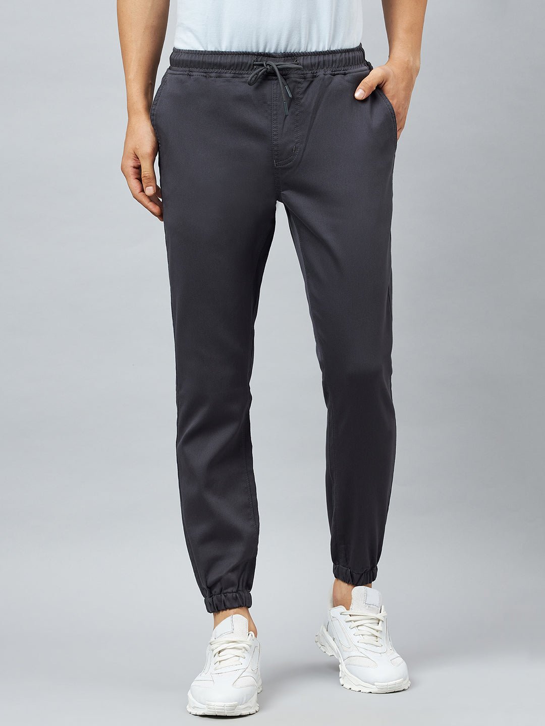 Grey Slim Fit Solid Jogger - clubyork