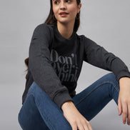 Grey Typography Print Sweatshirt - clubyork
