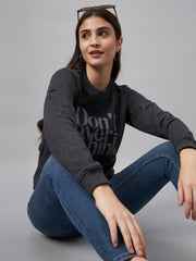 Grey Typography Print Sweatshirt