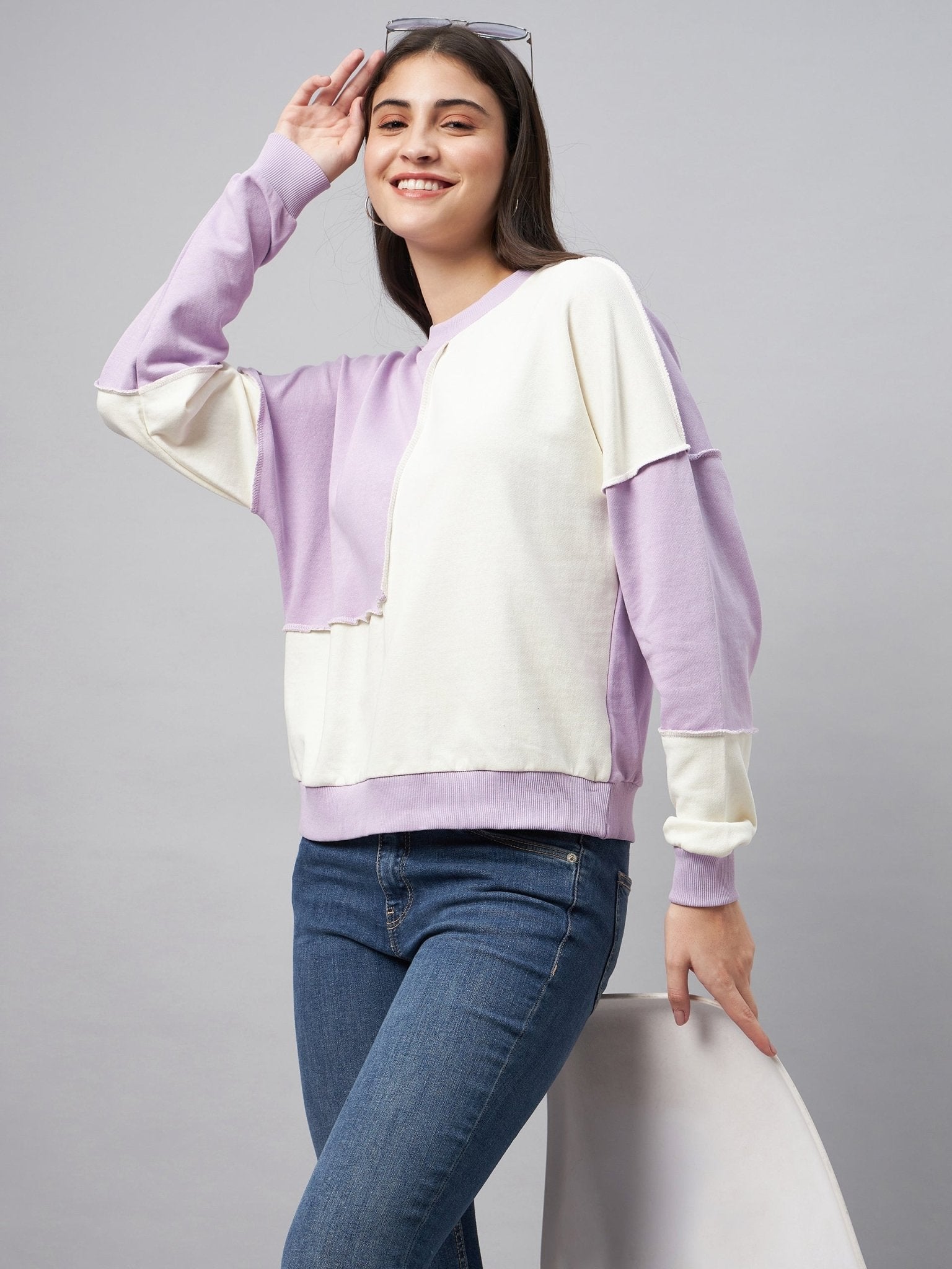 Lavender Colorblocked Sweatshirt - clubyork