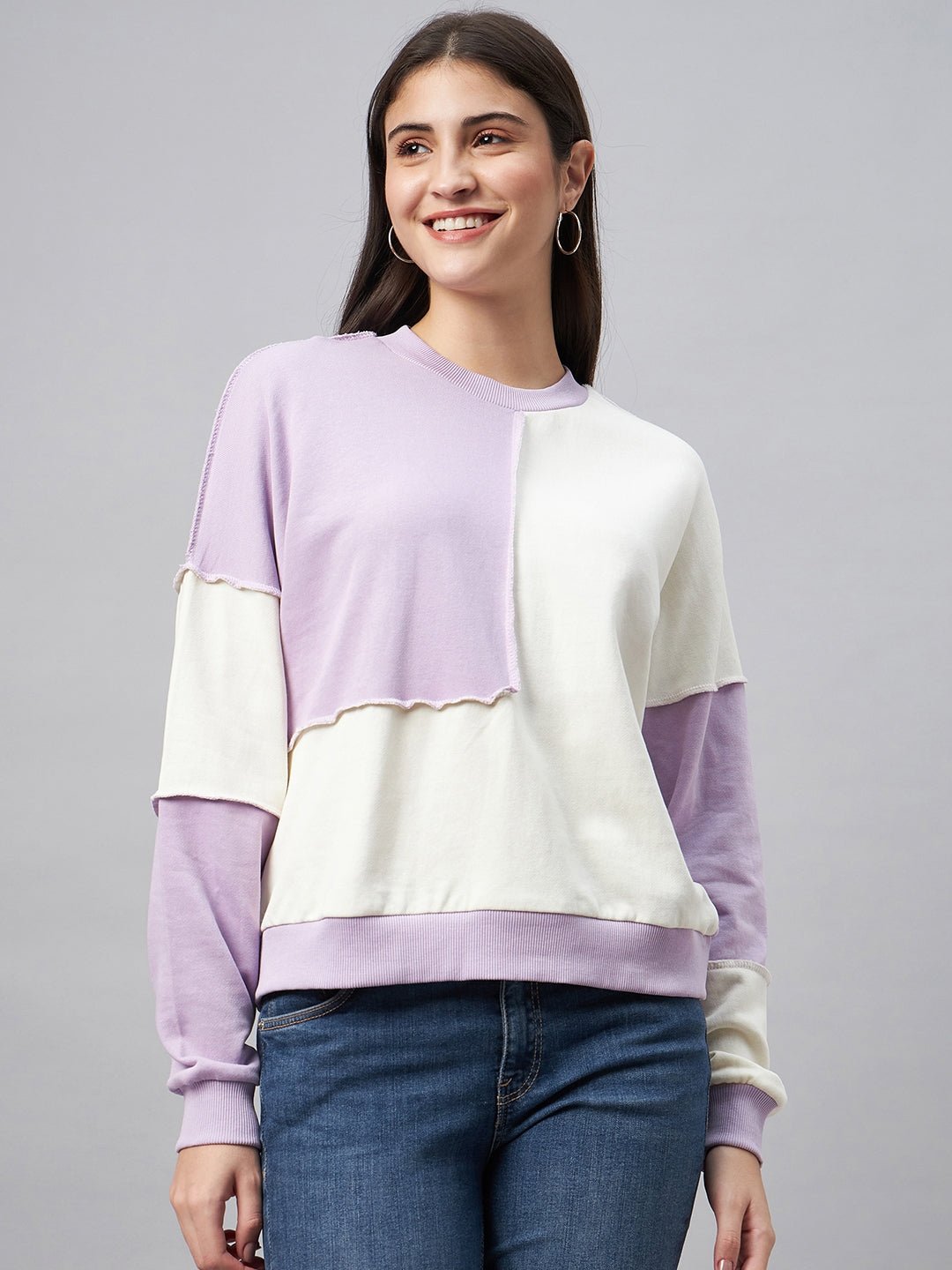 Lavender Colorblocked Sweatshirt - clubyork