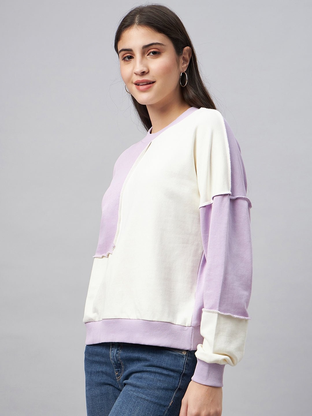 Lavender Colorblocked Sweatshirt - clubyork