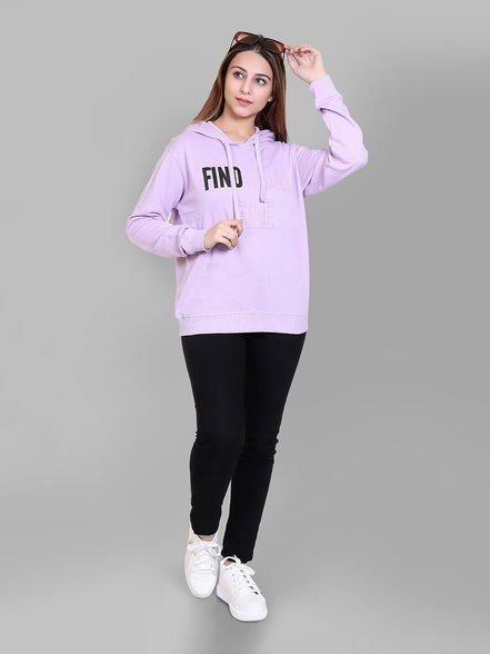 Lavender Typography Print Sweatshirt - clubyork