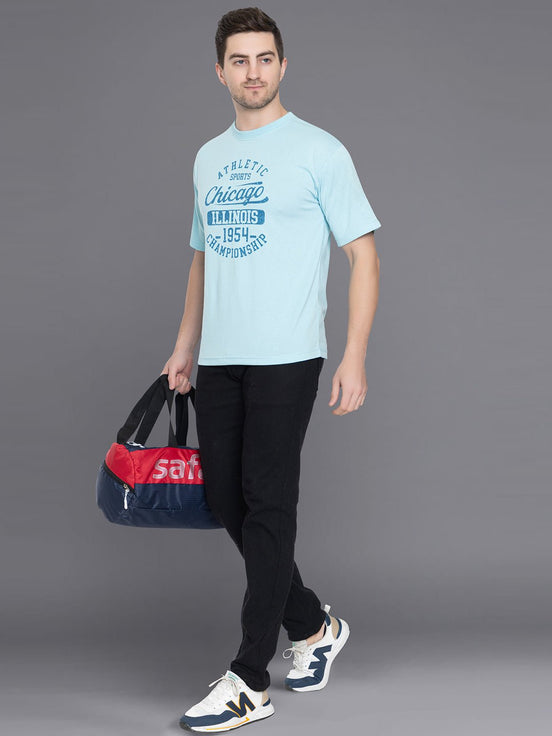 Light Blue Printed Round T-Shirt - clubyork