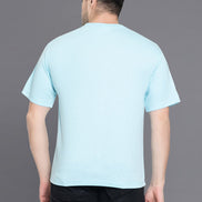 Light Blue Printed Round T-Shirt - clubyork