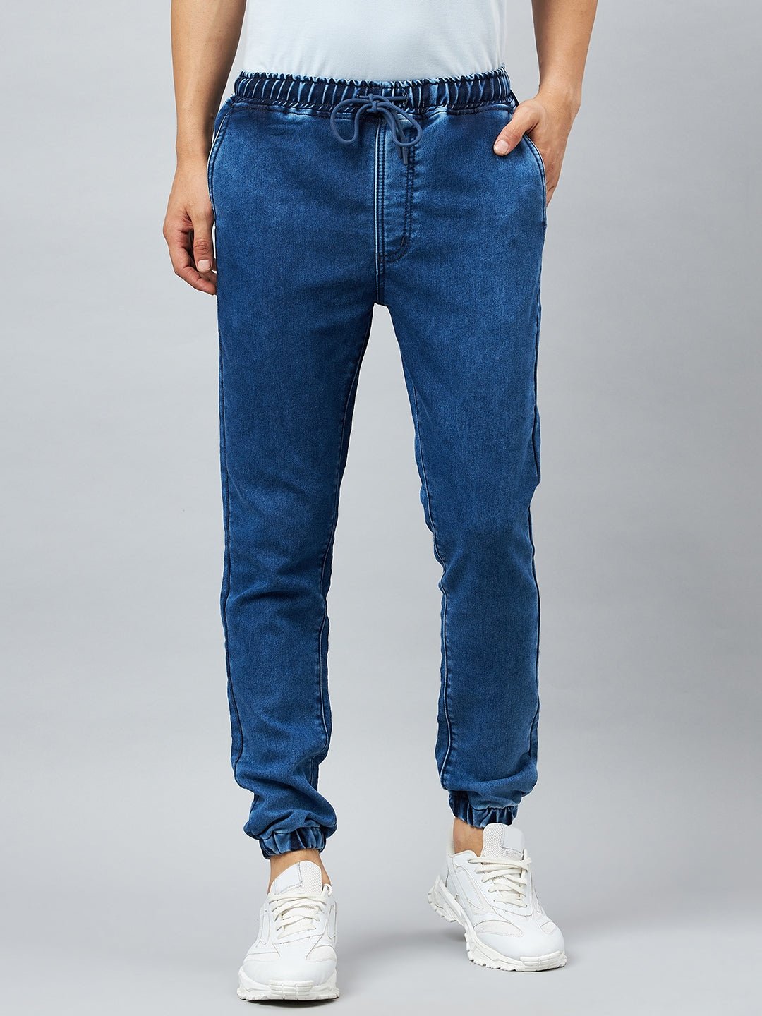 Light Blue Slim Fit Solid Jogger - clubyork