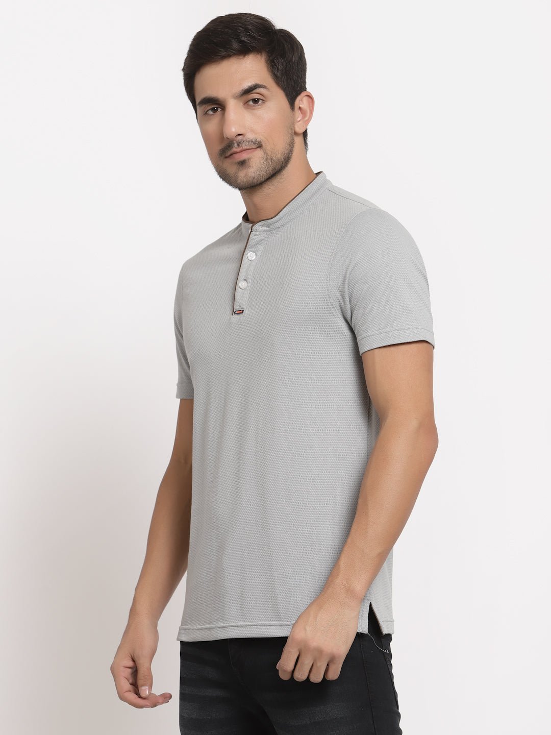 Light Grey Henley T-Shirt - clubyork