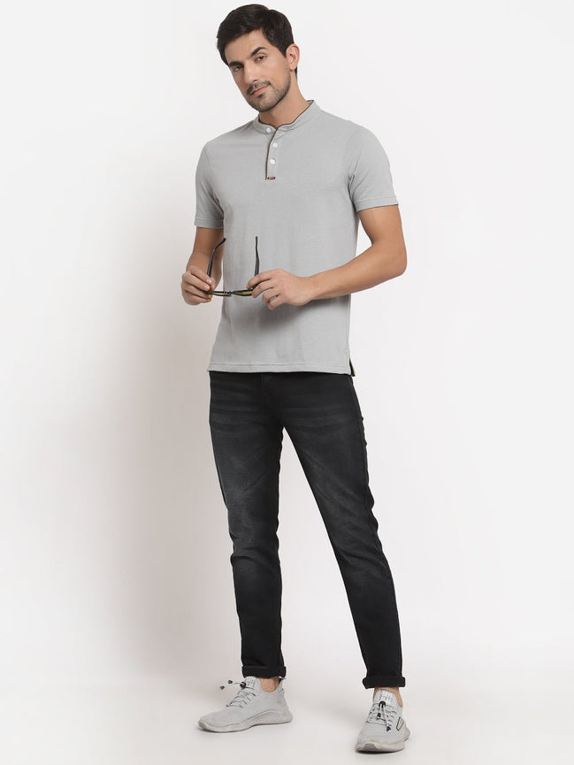 Light Grey Henley T-Shirt - clubyork