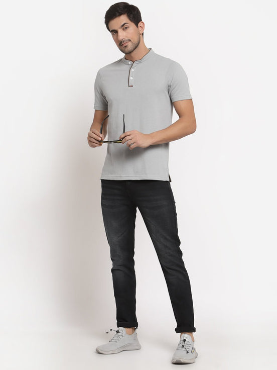 Light Grey Henley T-Shirt - clubyork
