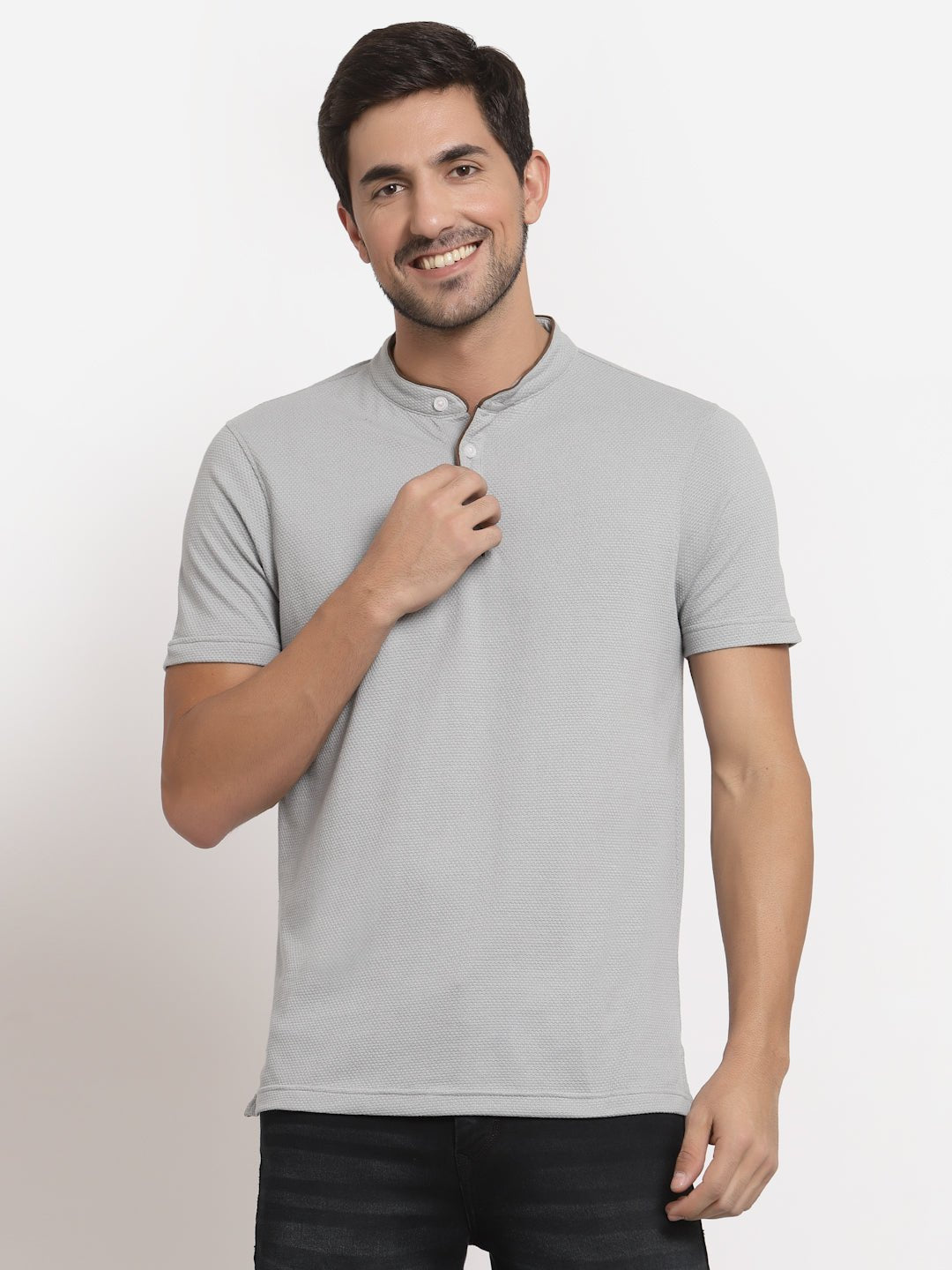 Light Grey Henley T-Shirt - clubyork