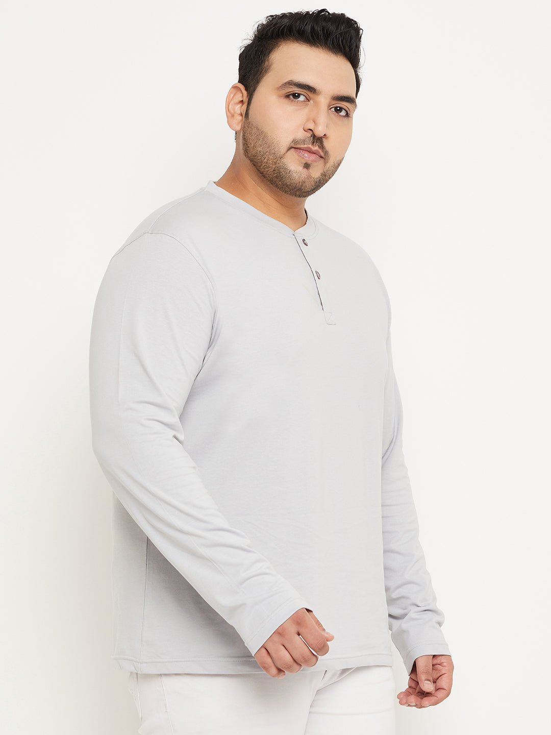 Light Grey Solid Plus Size Tshirt - clubyork