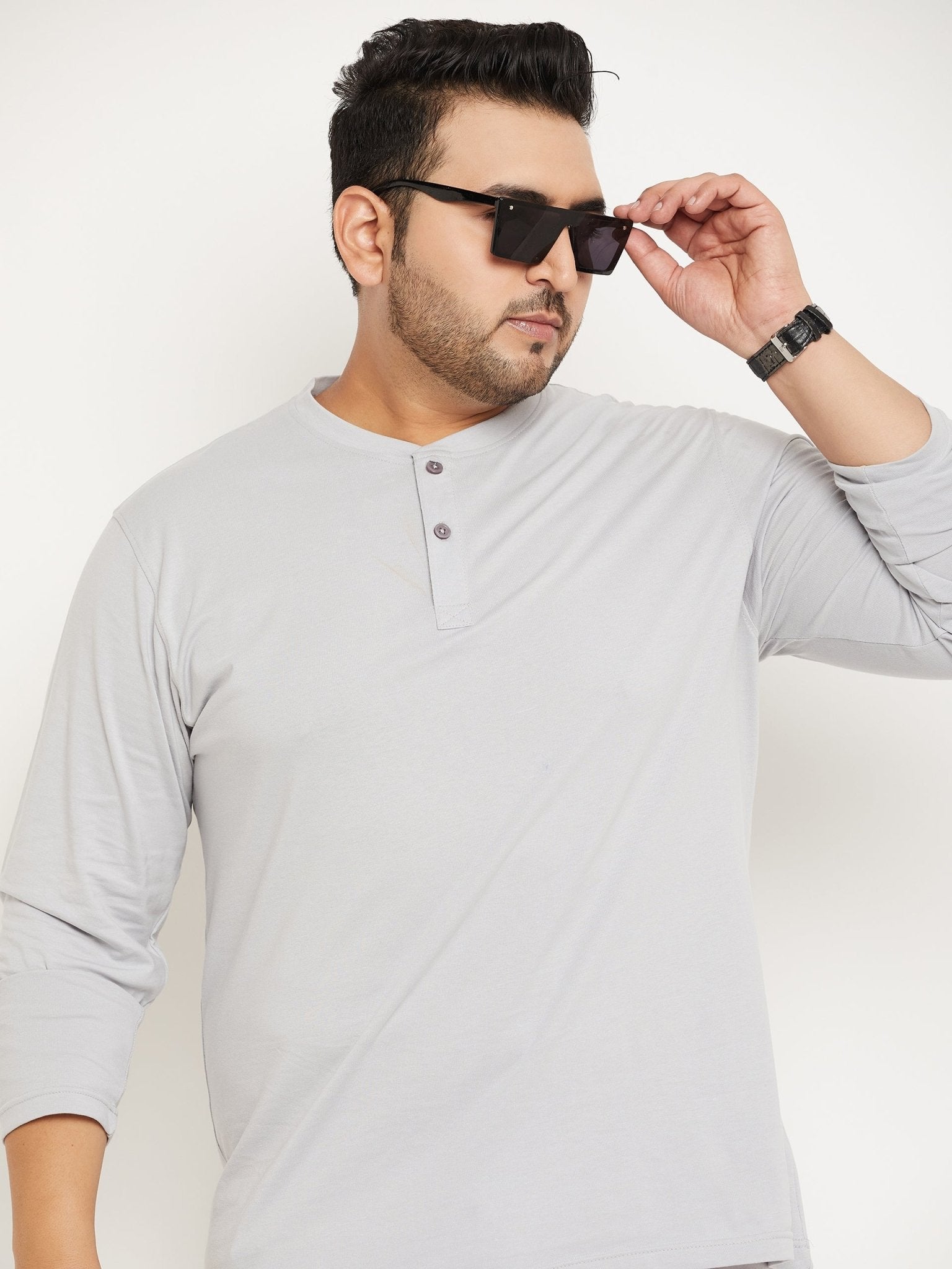 Light Grey Solid Plus Size Tshirt - clubyork