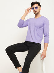 Lilac Solid  V Neck T-Shirt