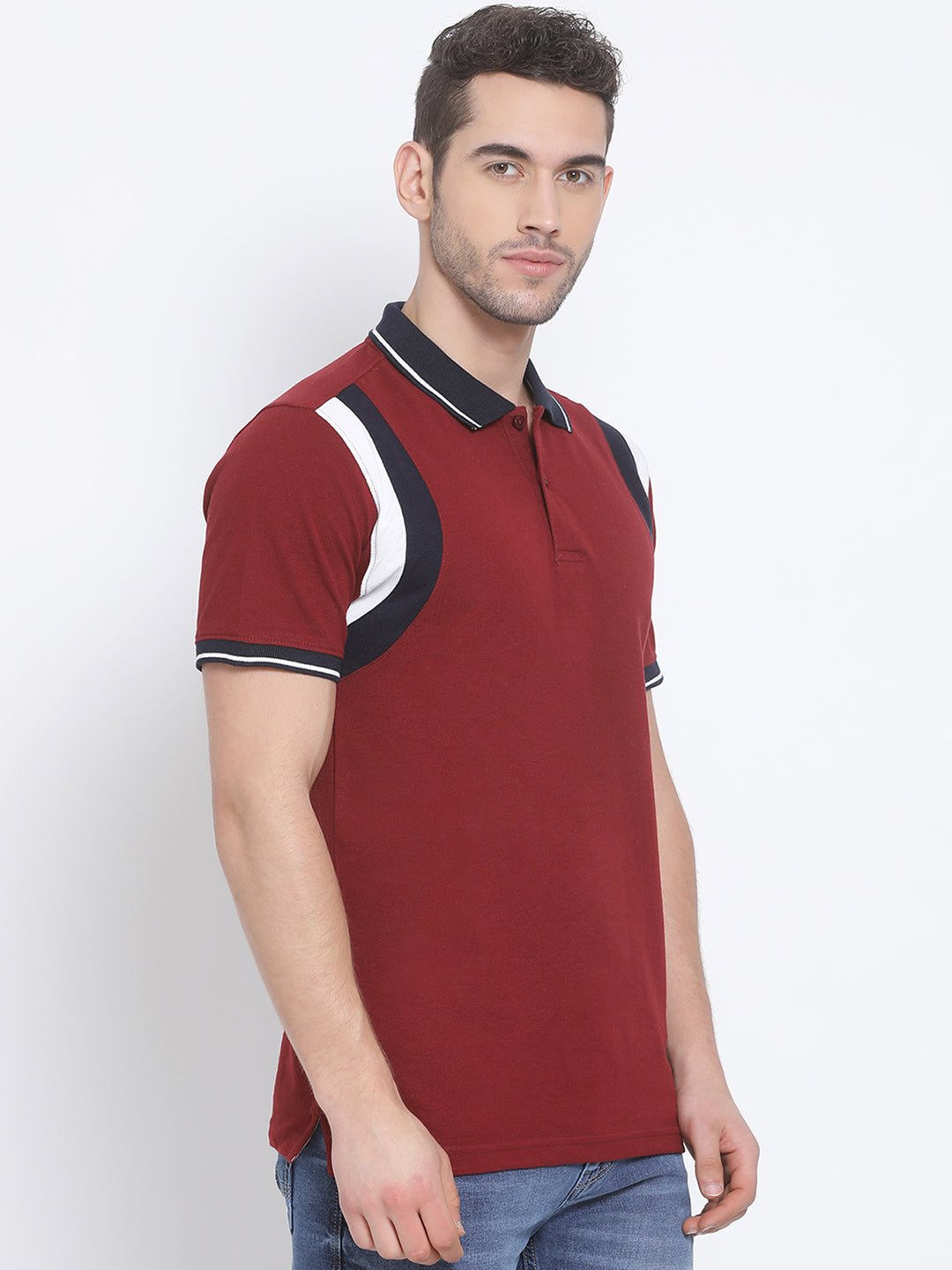 Maroon Colorblocked Polo T-Shirt - clubyork