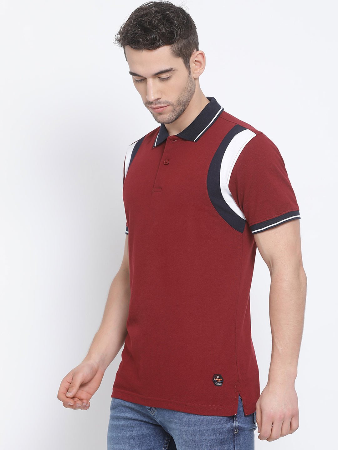 Maroon Colorblocked Polo T-Shirt - clubyork