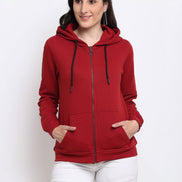 Maroon Full Zipper Hooded Sweatshirt - clubyork