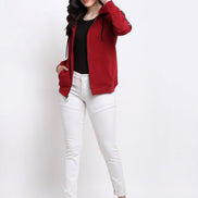 Maroon Full Zipper Hooded Sweatshirt - clubyork