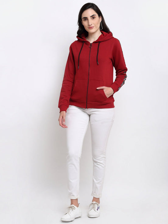 Maroon Full Zipper Hooded Sweatshirt - clubyork