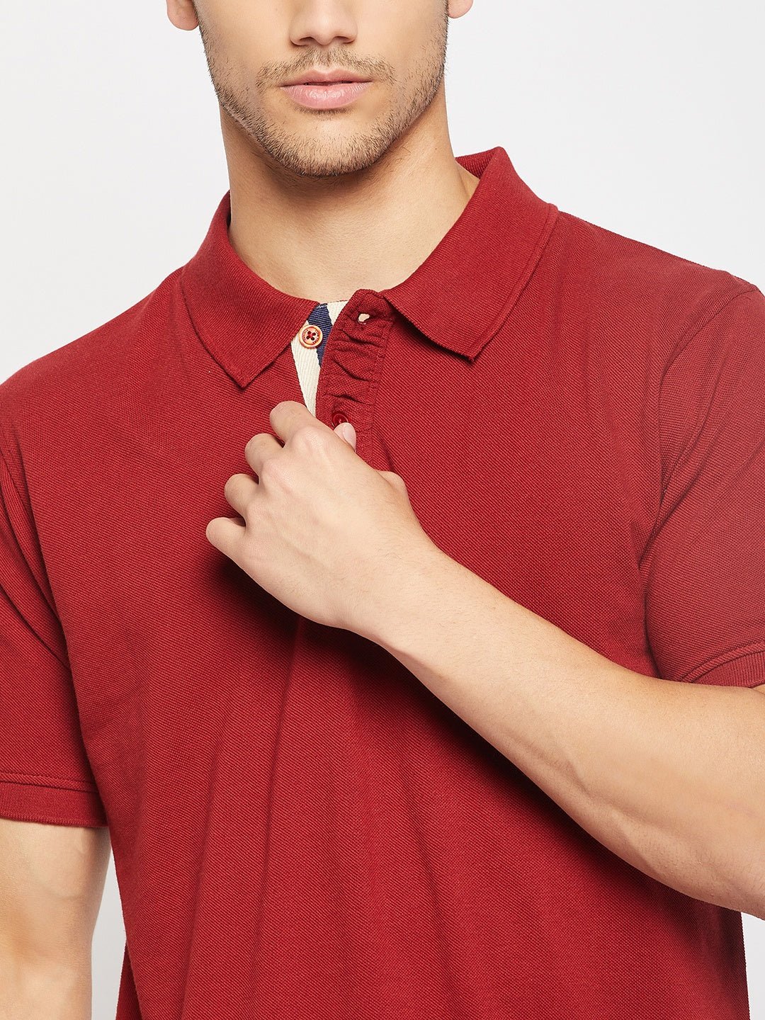 Maroon Polo Collar T-Shirt - clubyork