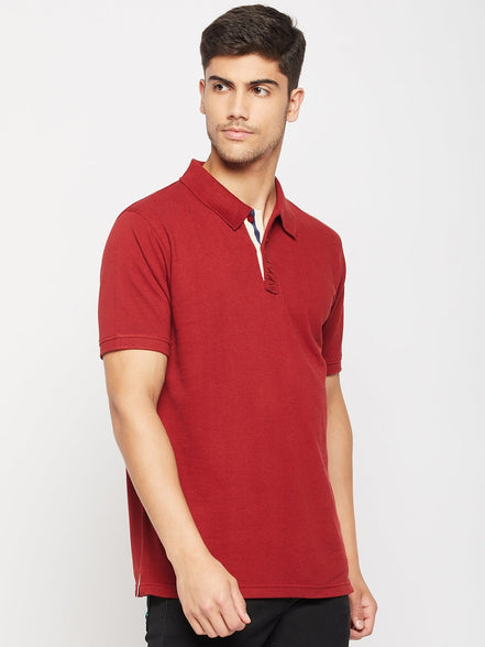 Maroon Polo Collar T-Shirt - clubyork