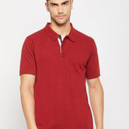 Maroon Polo Collar T-Shirt - clubyork