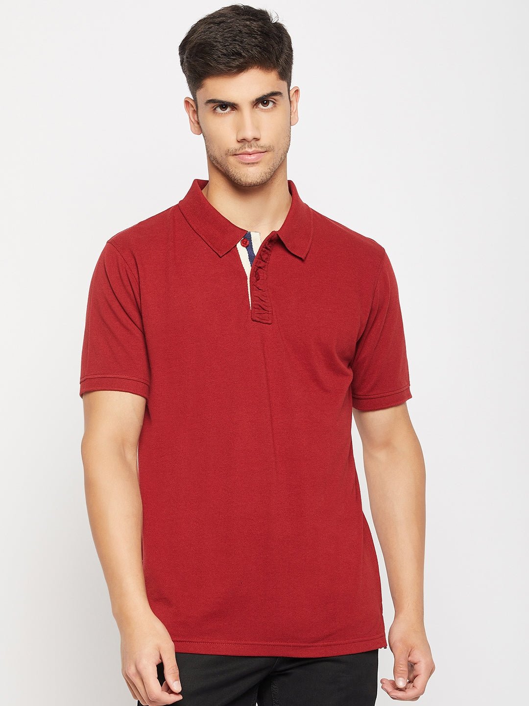Maroon Polo Collar T-Shirt - clubyork