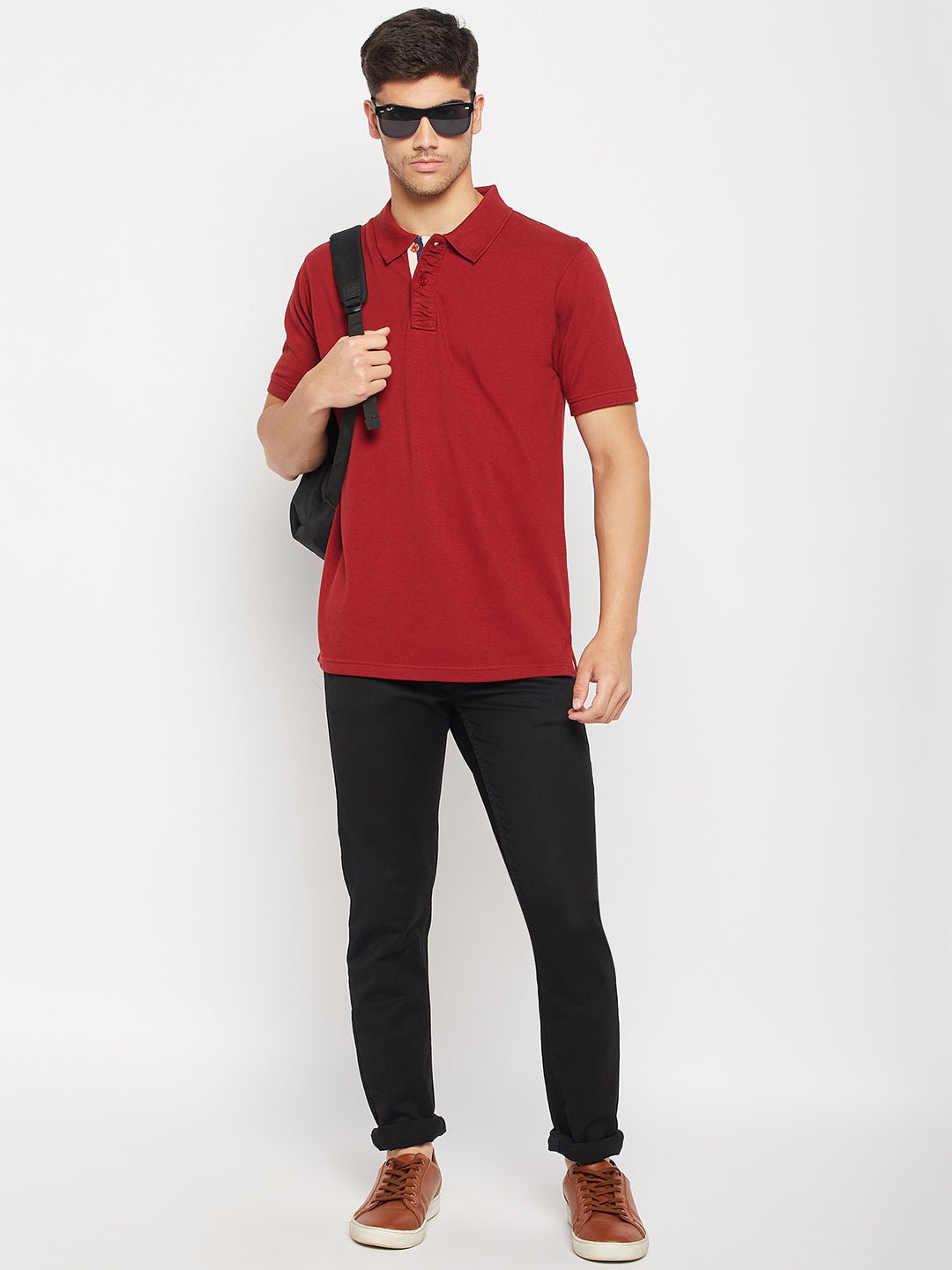 Maroon Polo Collar T-Shirt - clubyork