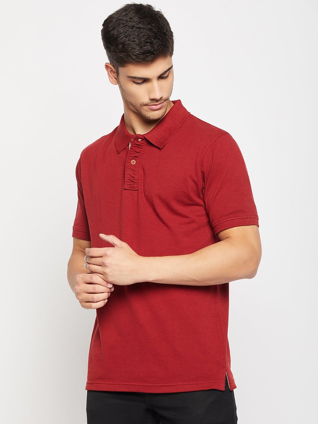 Maroon Polo Collar T-Shirt - clubyork