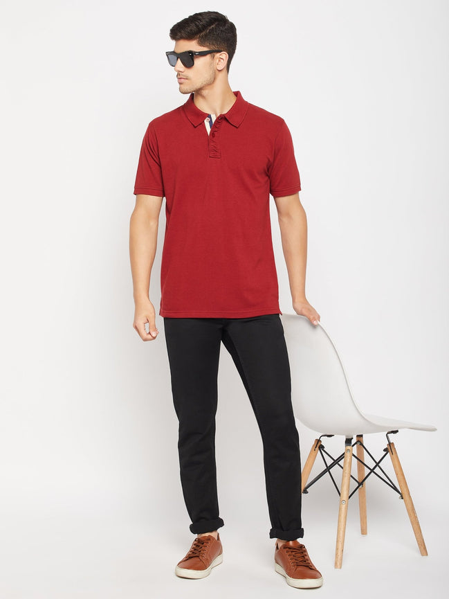 Maroon Polo Collar T-Shirt - clubyork