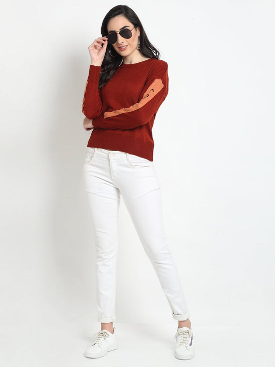 Maroon Round Neck Sweater - clubyork