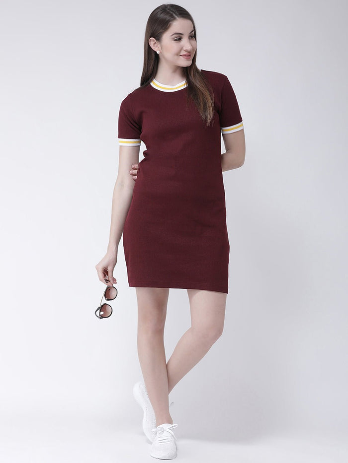 Maroon T-shirt Dress - clubyork