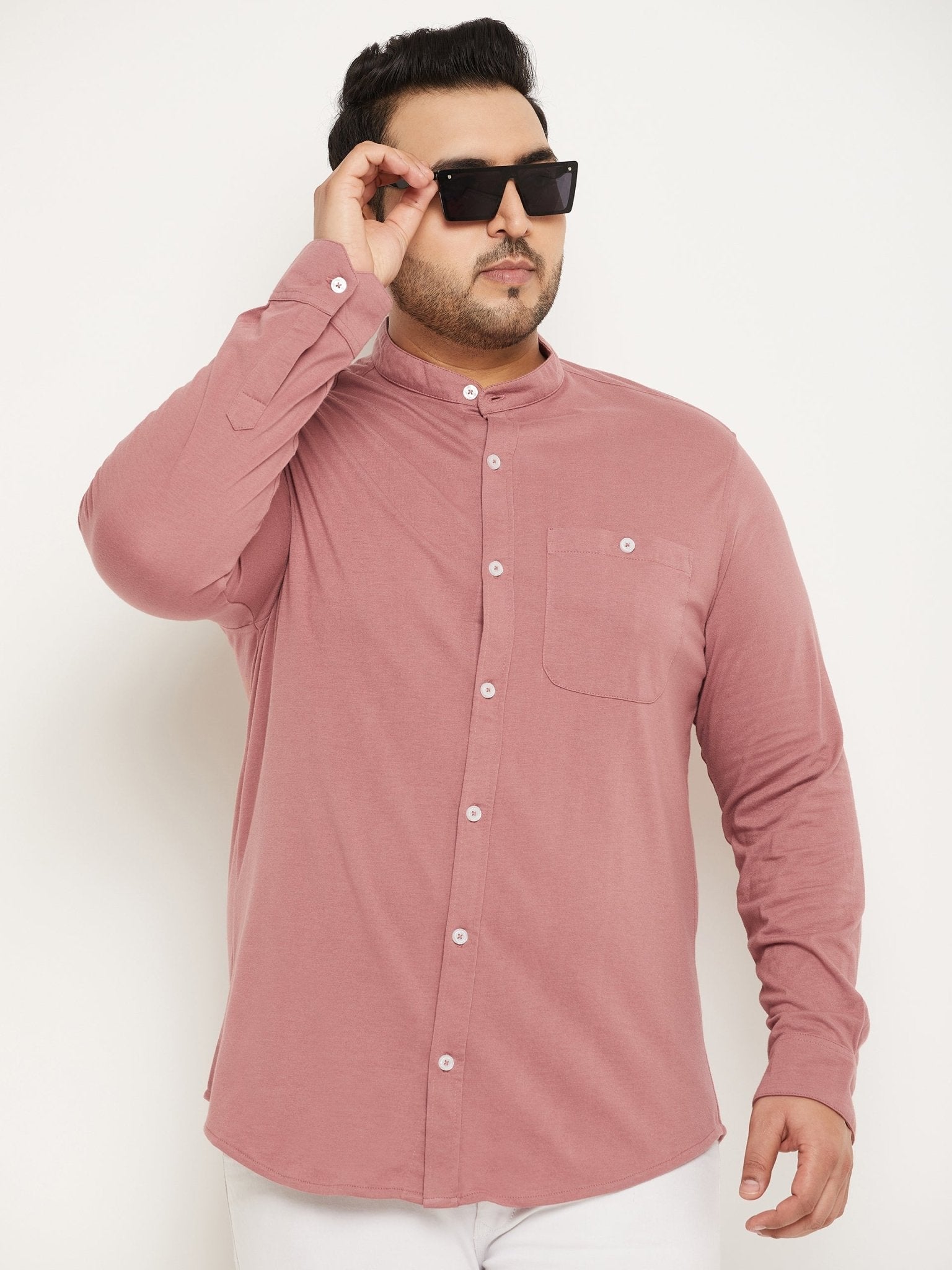 Mauve Pink Plus Size Full Sleeve Casual Shirt - clubyork
