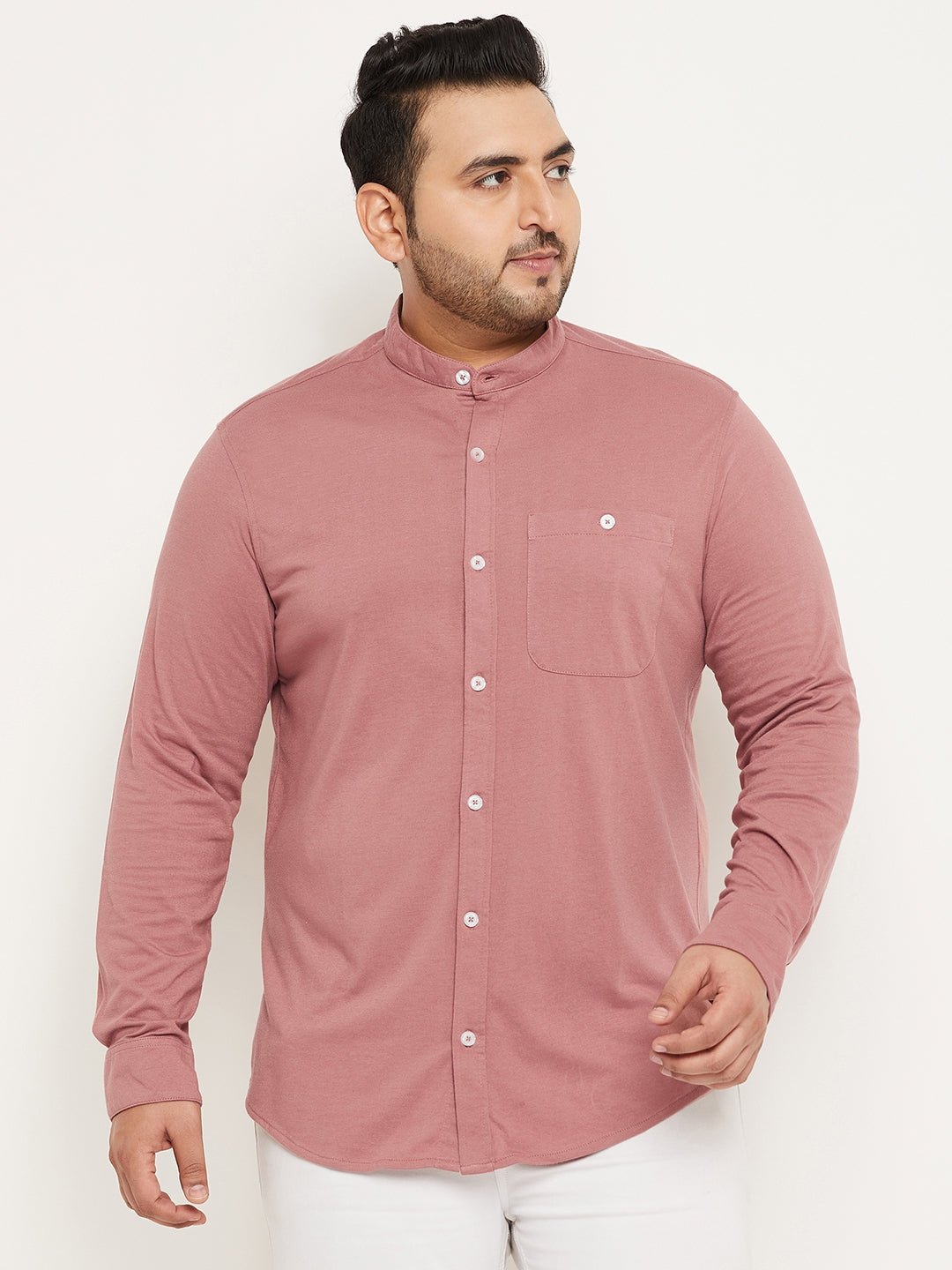 Mauve Pink Plus Size Full Sleeve Casual Shirt - clubyork