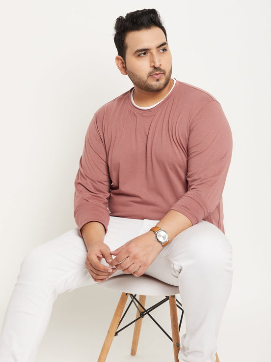 Mauve Pink Solid Plus Size Tshirt - clubyork