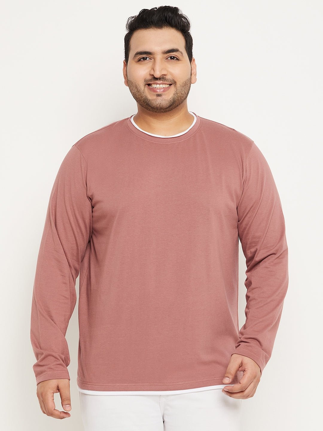 Mauve Pink Solid Plus Size Tshirt - clubyork