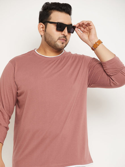 Mauve Pink Solid Plus Size Tshirt - clubyork