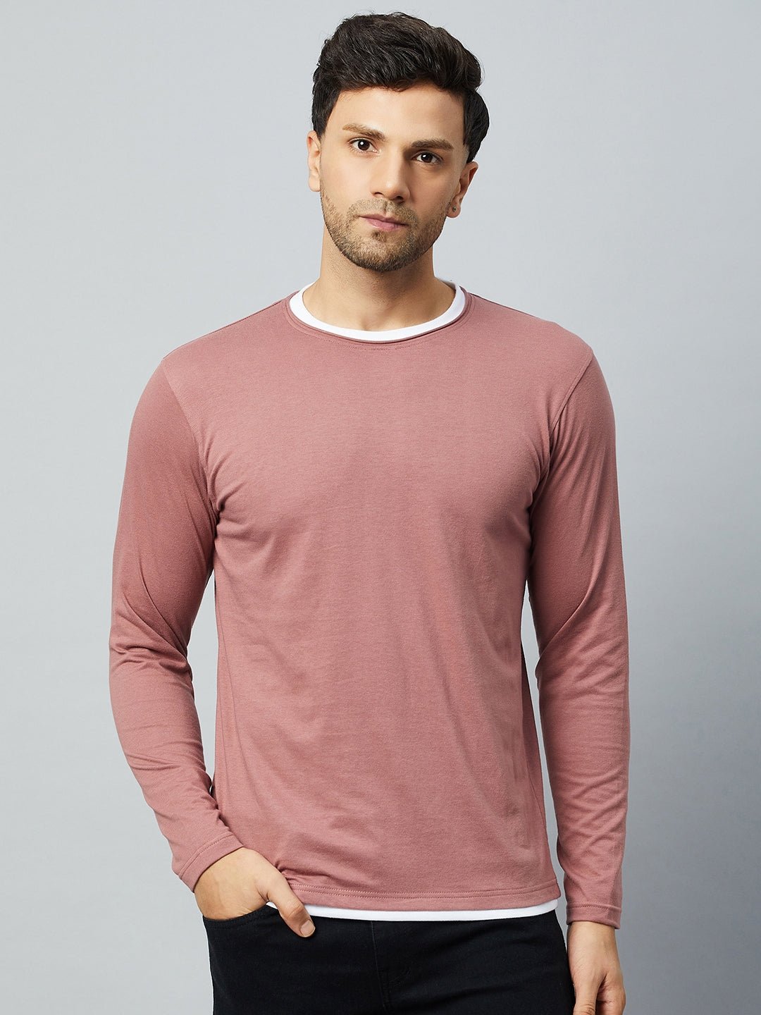 Mauve Pink Solid Tshirt - clubyork