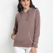 Mauve Typography Print Hooded Sweatshirt - clubyork