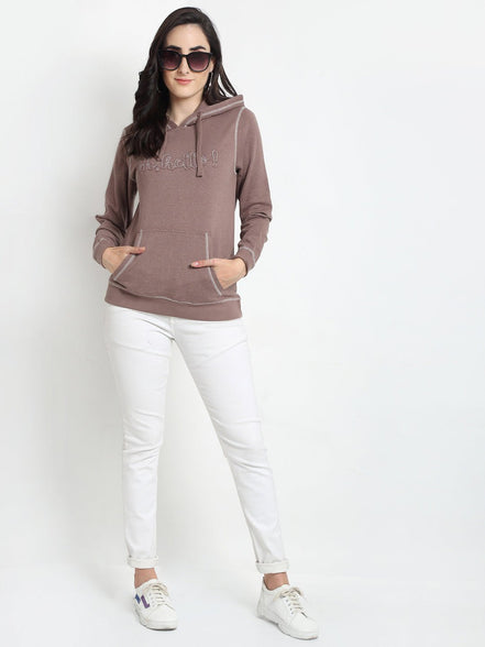 Mauve Typography Print Hooded Sweatshirt - clubyork