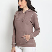 Mauve Typography Print Hooded Sweatshirt - clubyork
