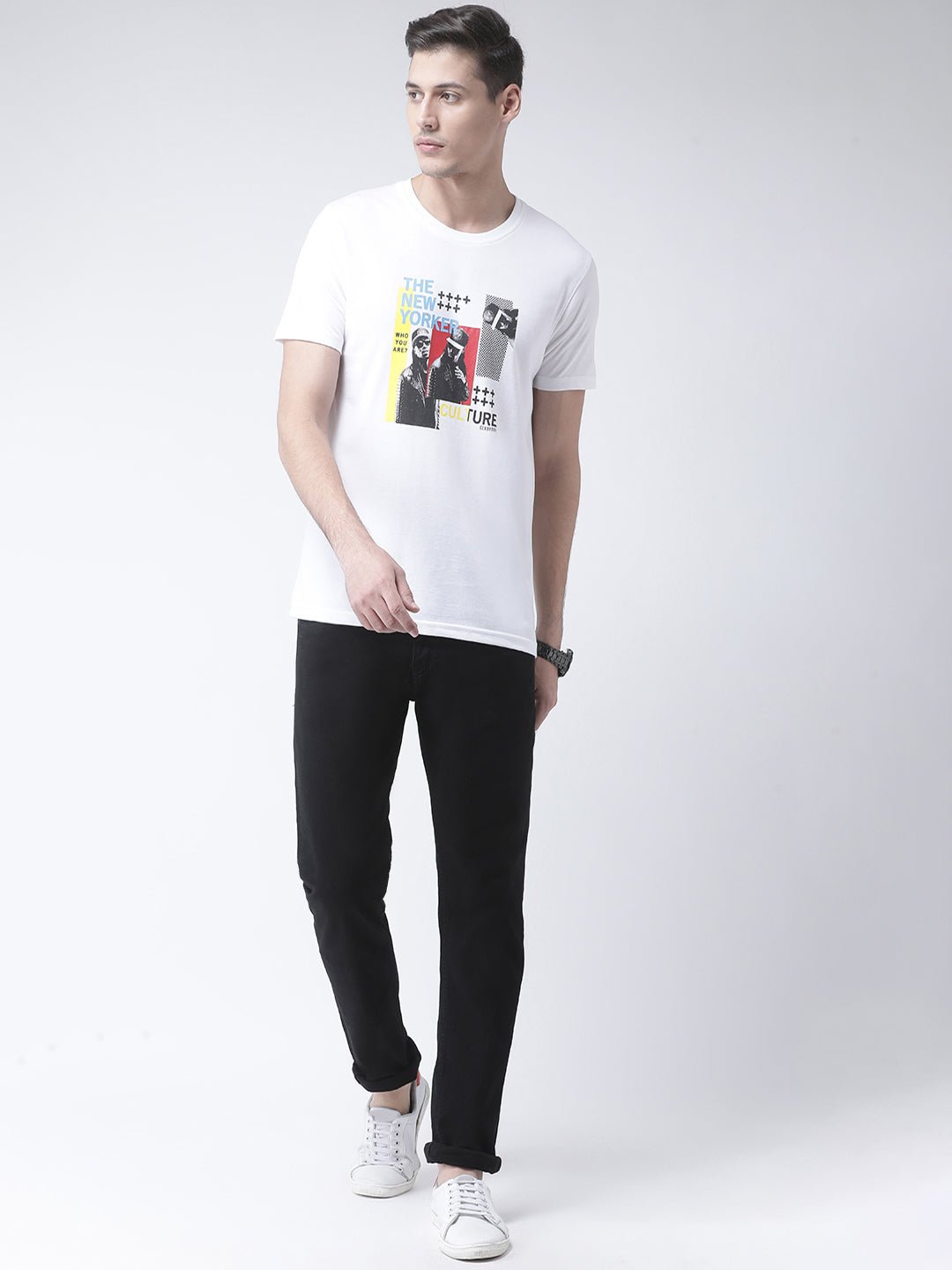 Men's White Round Neck T-Shirt - clubyork