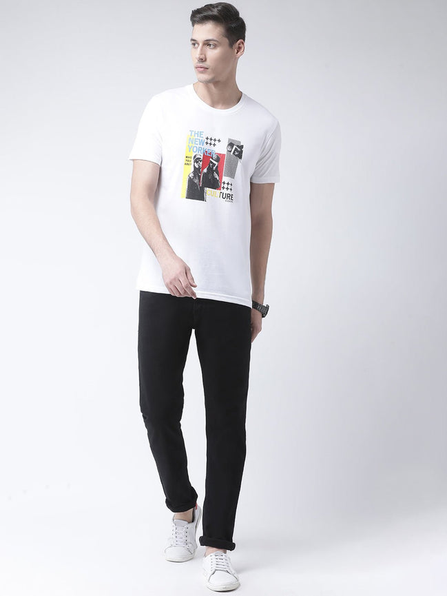 Men's White Round Neck T-Shirt - clubyork
